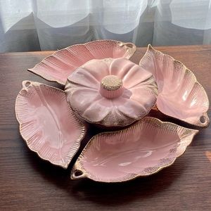 VINTAGE CALIFORNIA POTTERY PINK chip & dip tray